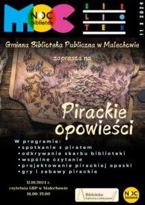 Plakat zapraszający na noc bibliotek