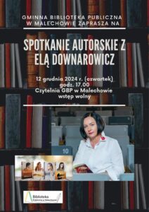 Plakat spotkanie autorskie z Elą Downarowicz